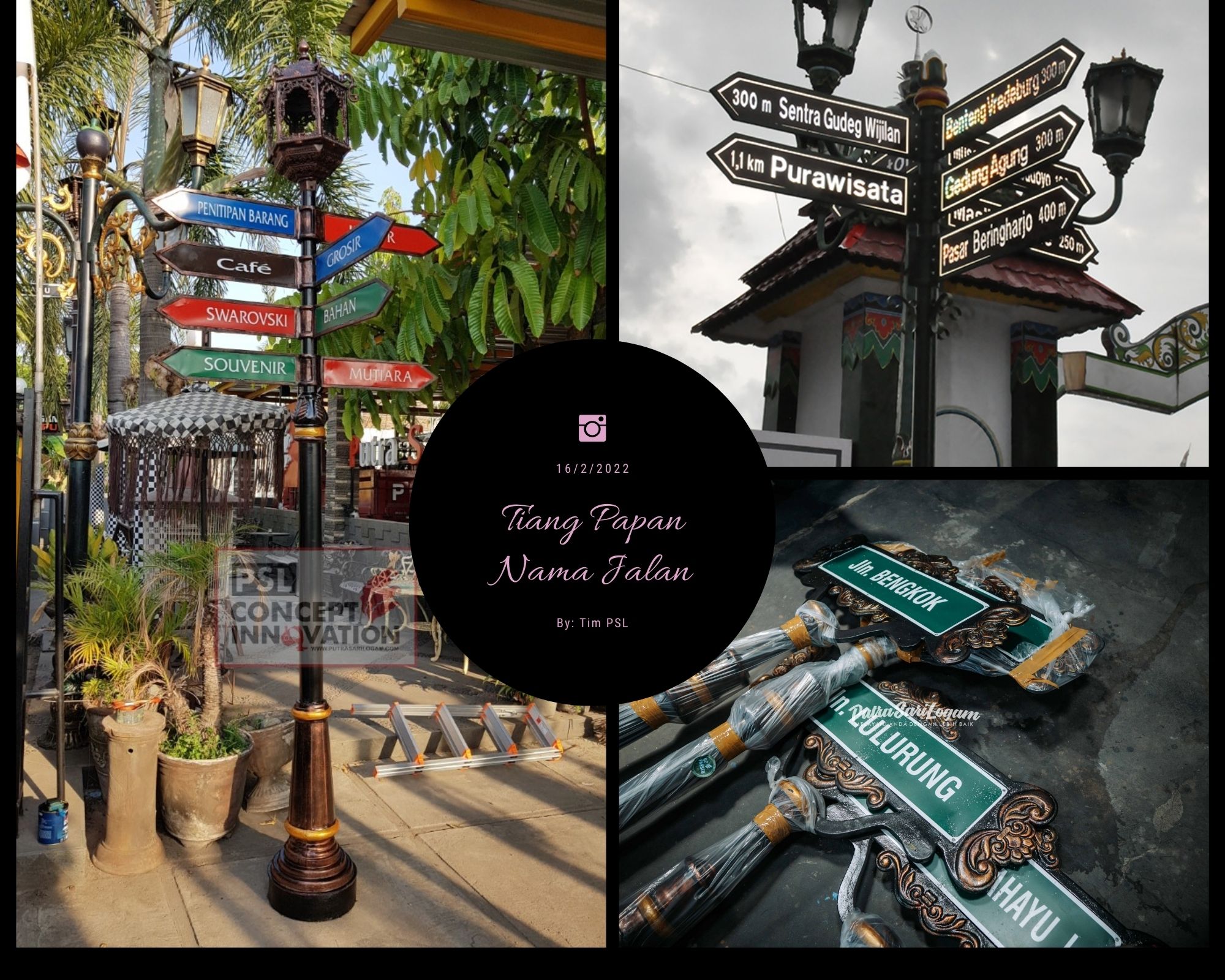 Tiang papan nama antique