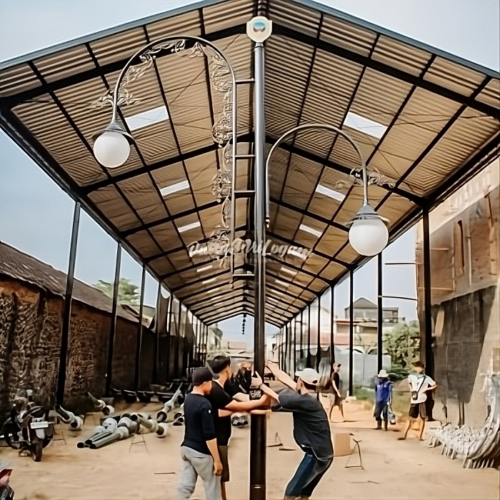Tiang lampu cabang 2 untuk maluku utara
